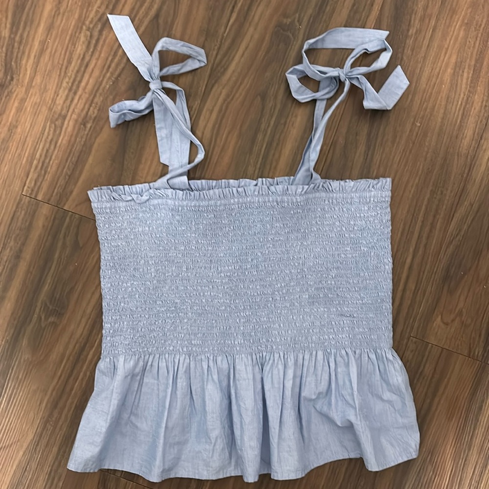 J.Crew Smocked Tie Shoulder Tank Top